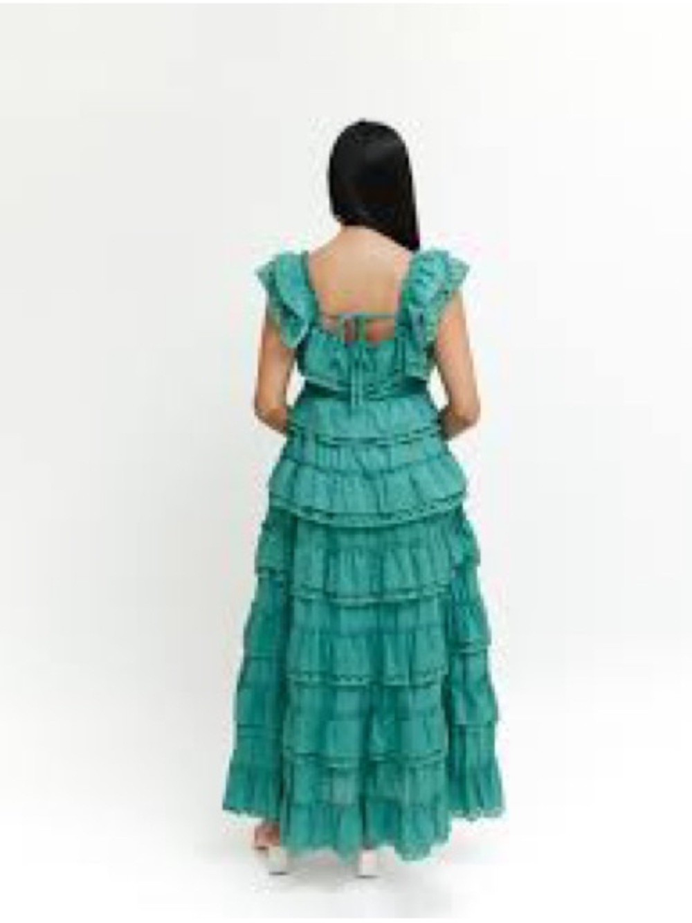 crown & ivy Teal Ruffled Tier Maxi Dress